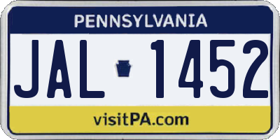 PA license plate JAL1452