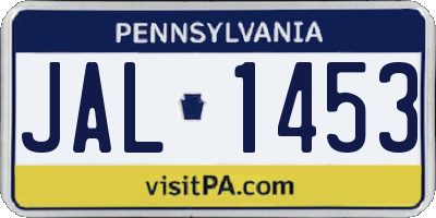 PA license plate JAL1453