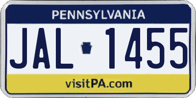 PA license plate JAL1455