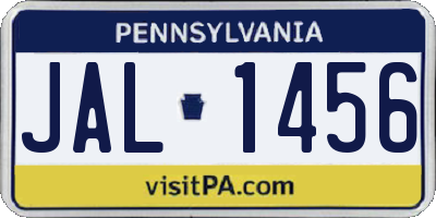 PA license plate JAL1456