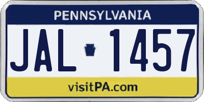 PA license plate JAL1457