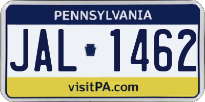 PA license plate JAL1462