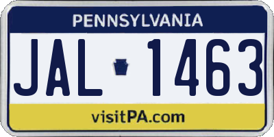 PA license plate JAL1463