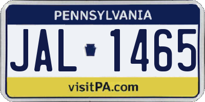 PA license plate JAL1465