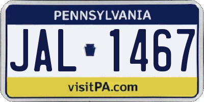 PA license plate JAL1467