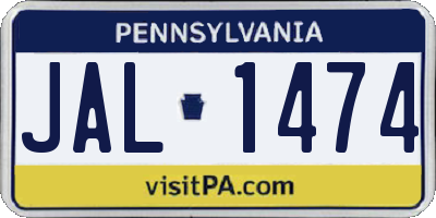 PA license plate JAL1474