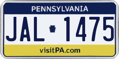 PA license plate JAL1475