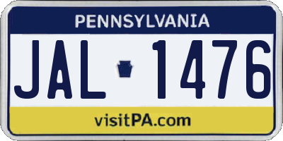 PA license plate JAL1476