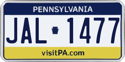 PA license plate JAL1477