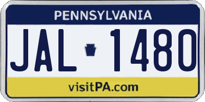 PA license plate JAL1480