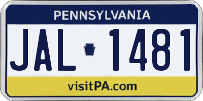 PA license plate JAL1481