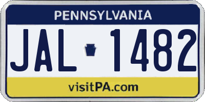 PA license plate JAL1482