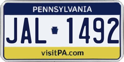 PA license plate JAL1492