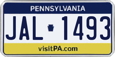 PA license plate JAL1493