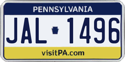 PA license plate JAL1496