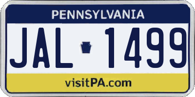 PA license plate JAL1499