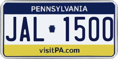 PA license plate JAL1500