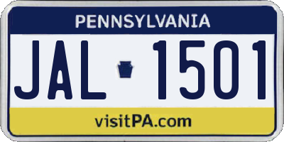 PA license plate JAL1501