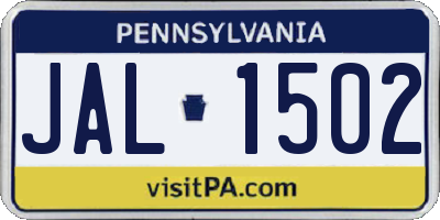 PA license plate JAL1502