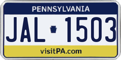 PA license plate JAL1503