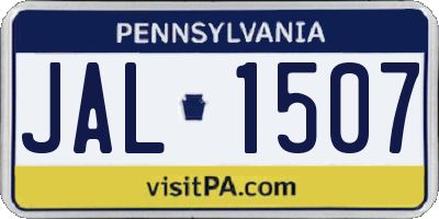 PA license plate JAL1507