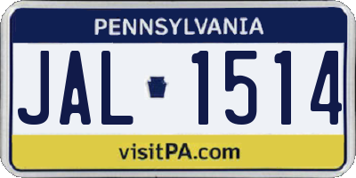 PA license plate JAL1514