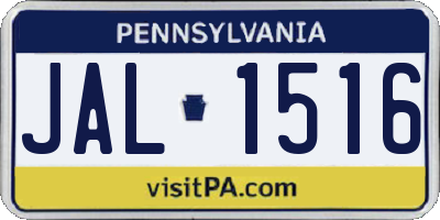 PA license plate JAL1516