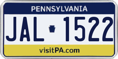 PA license plate JAL1522