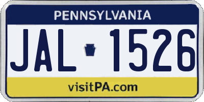 PA license plate JAL1526