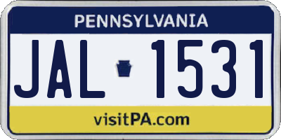 PA license plate JAL1531