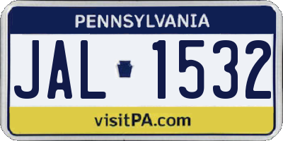 PA license plate JAL1532