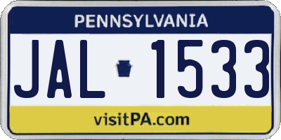 PA license plate JAL1533