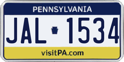 PA license plate JAL1534