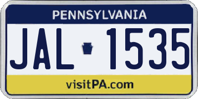 PA license plate JAL1535