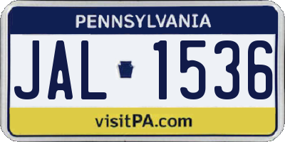 PA license plate JAL1536