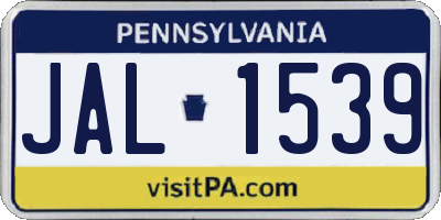 PA license plate JAL1539