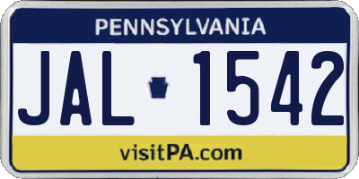 PA license plate JAL1542