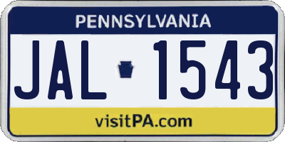 PA license plate JAL1543