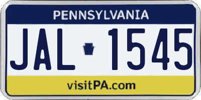 PA license plate JAL1545