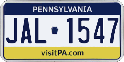 PA license plate JAL1547