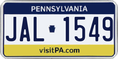 PA license plate JAL1549