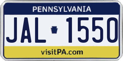 PA license plate JAL1550