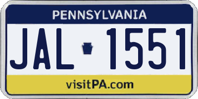 PA license plate JAL1551