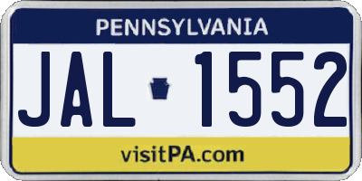 PA license plate JAL1552