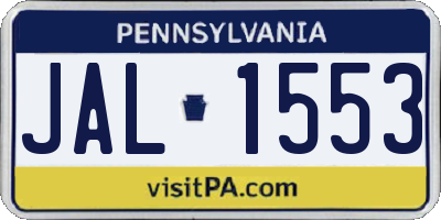 PA license plate JAL1553