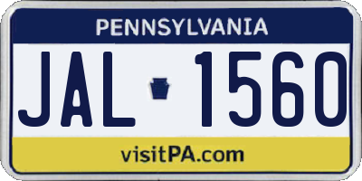 PA license plate JAL1560