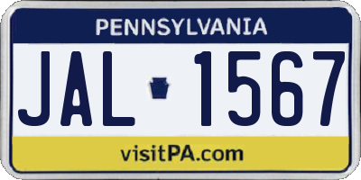 PA license plate JAL1567