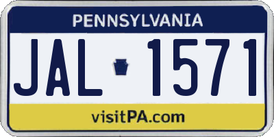 PA license plate JAL1571