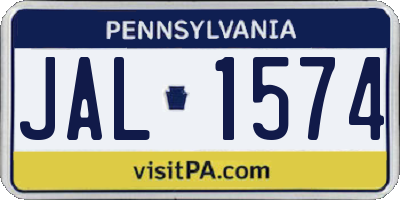 PA license plate JAL1574