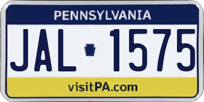 PA license plate JAL1575